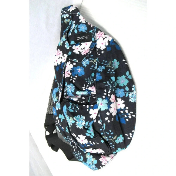 CRONE One Strap Blue Floral Sling Bag Purse Pockets Adjustable Strap - Picture 4 of 4